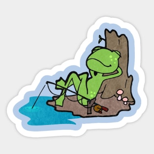 Relaxing Fishing Frog Sticker